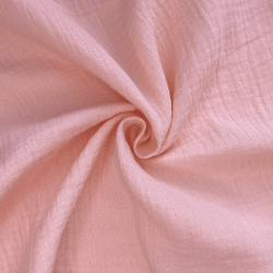 Ткань Муслин Жатый, цвет Нежно-Розовый (на отрез)  в Павловском Посаде