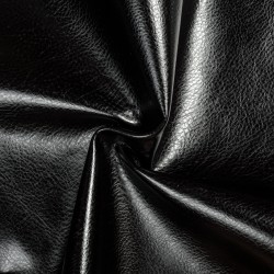 Ткань Дерматин (Кожзам) для мебели, цвет Черный (на отрез)  в Павловском Посаде